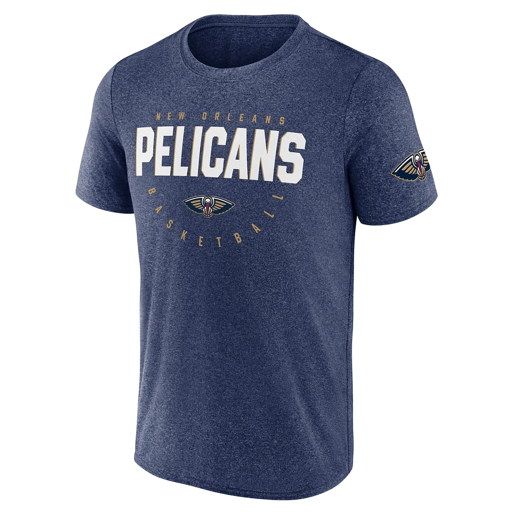 T-shirt d'entraînement de performance pour homme bleu marine chiné New Orleans Pelicans Block
