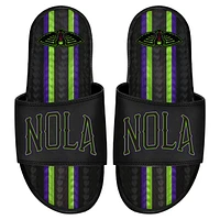 Sandales à glissière en gel ISlide noires New Orleans Pelicans 2023/24 City Edition pour hommes