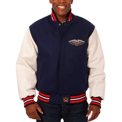 New Orleans Pelicans JH Design Big & Tall Wool Leather Full-Snap Jacket - Navy/White