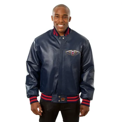 New Orleans Pelicans JH Design Domestic Team Color Leather Jacket - Navy