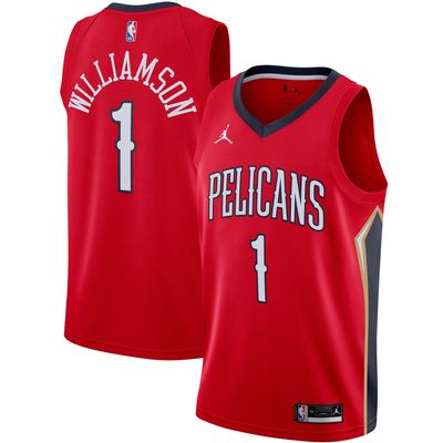 Men's Jordan Brand Zion Williamson Red New Orleans Pelicans 2020/21 Swingman Jersey - Statement Edition