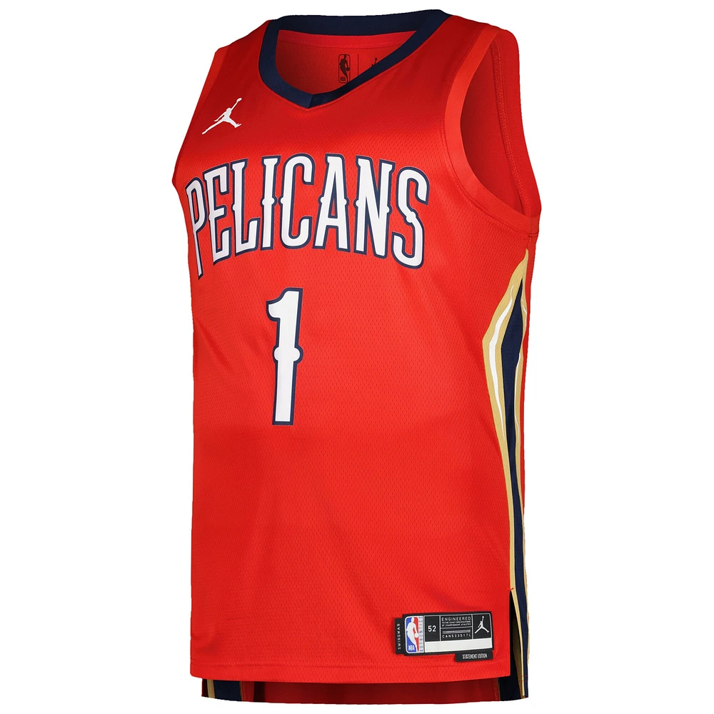 Maillot de joueur Nike Zion Williamson rouge New Orleans Pelicans Swingman pour homme - Édition Statement