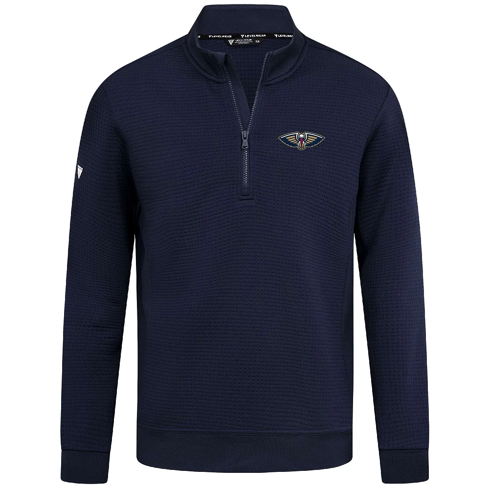 Pull à fermeture éclair quart de tour Accolade Cushion bleu marine pour homme Levelwear des New Orleans Pelicans