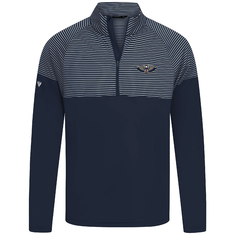 Men's Levelwear Navy New Orleans Pelicans Classic Stripes Quarter-Zip Top