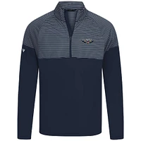 Men's Levelwear Navy New Orleans Pelicans Classic Stripes Quarter-Zip Top