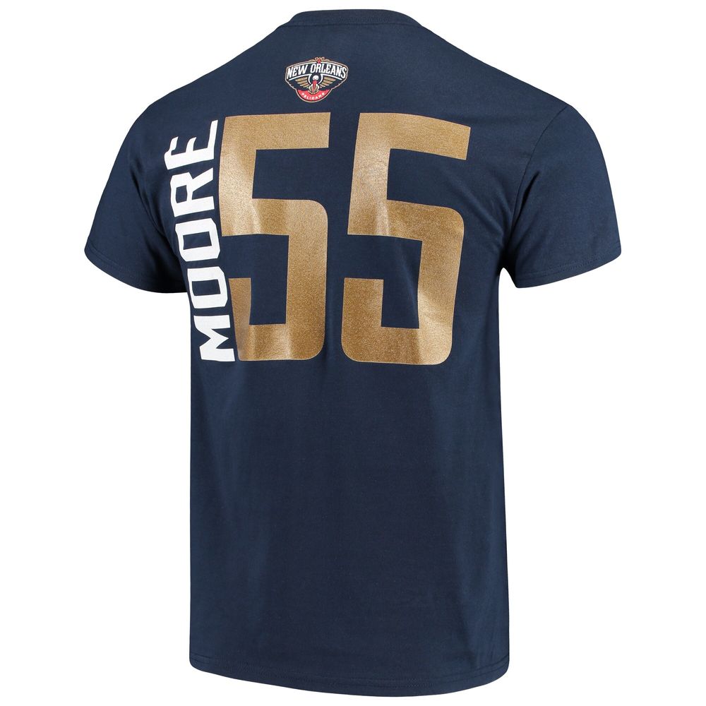 Men's Majestic E'Twaun Moore Navy New Orleans Pelicans Vertical Name & Number T-Shirt