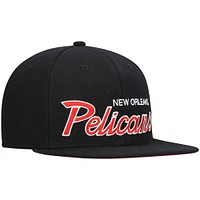 Casquette Snapback noire Mitchell & Ness New Orleans Pelicans Hardwood Classics Script 2.0 pour hommes