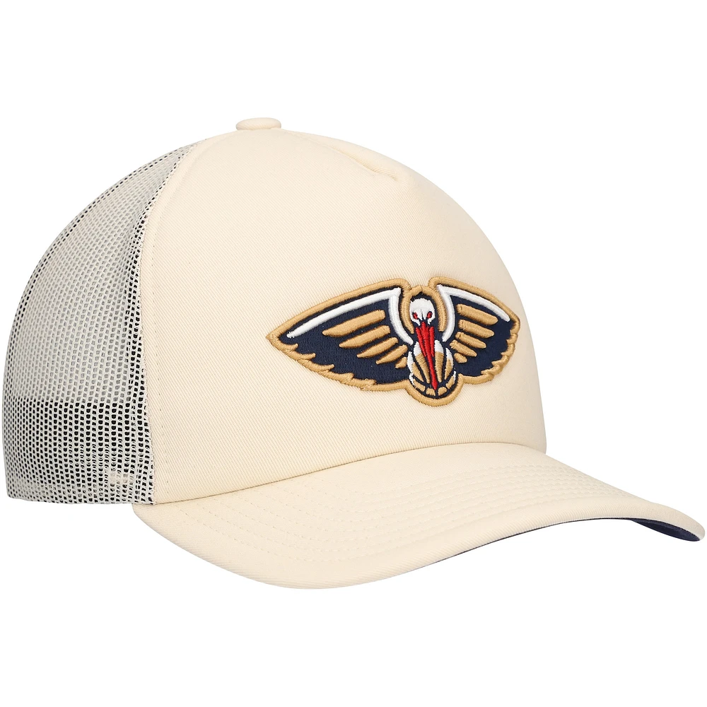 Men's Mitchell & Ness Cream New Orleans Pelicans Trucker Adjustable Hat