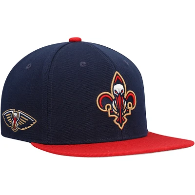 Casquette Snapback New Orleans Pelicans Side Core 2.0 Mitchell & Ness pour hommes bleu marine/rouge