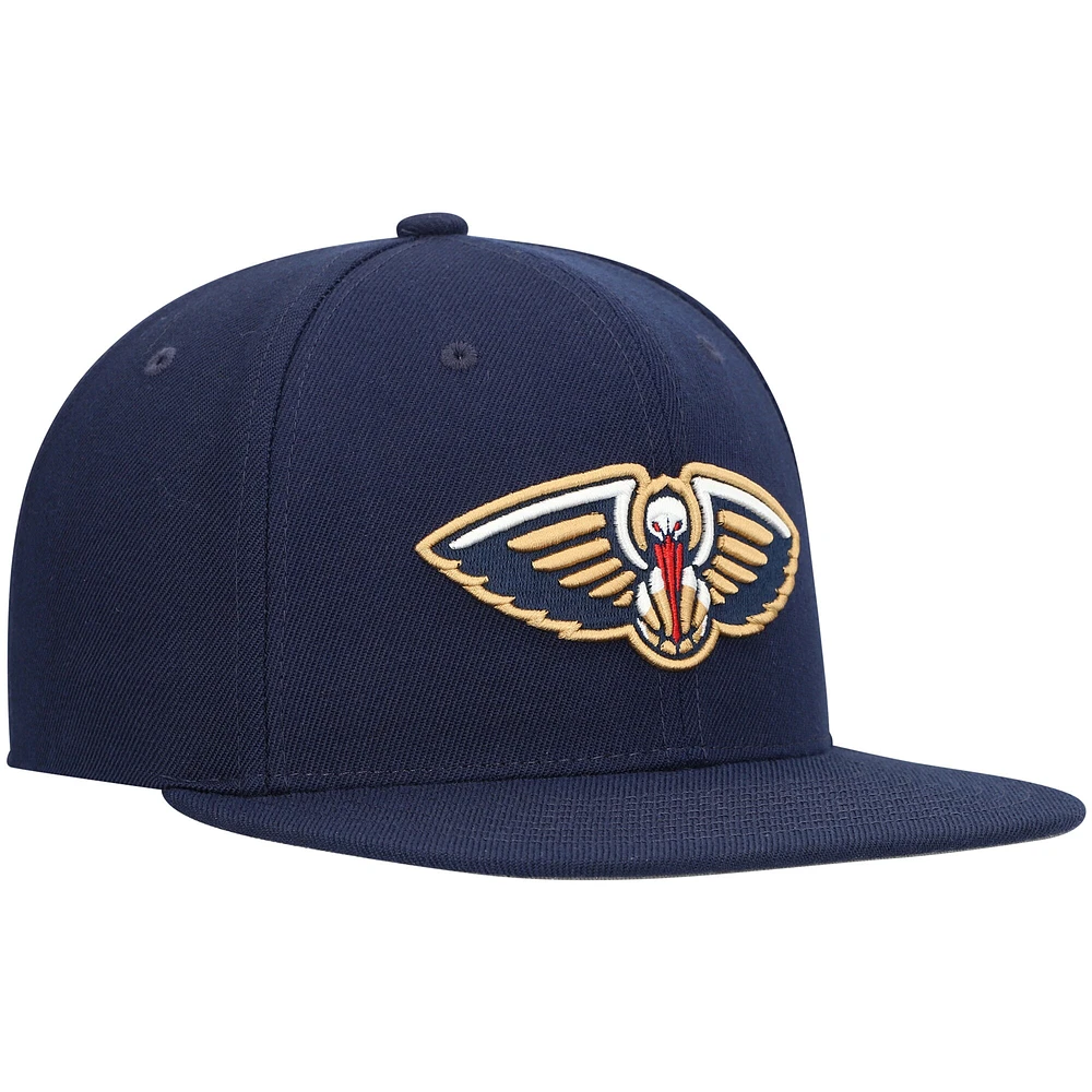 Men's Mitchell & Ness Navy New Orleans Pelicans Ground 2.0 Snapback Hat