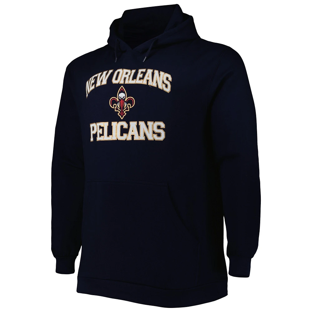 Men's Navy New Orleans Pelicans Big & Tall Heart Soul Pullover Hoodie