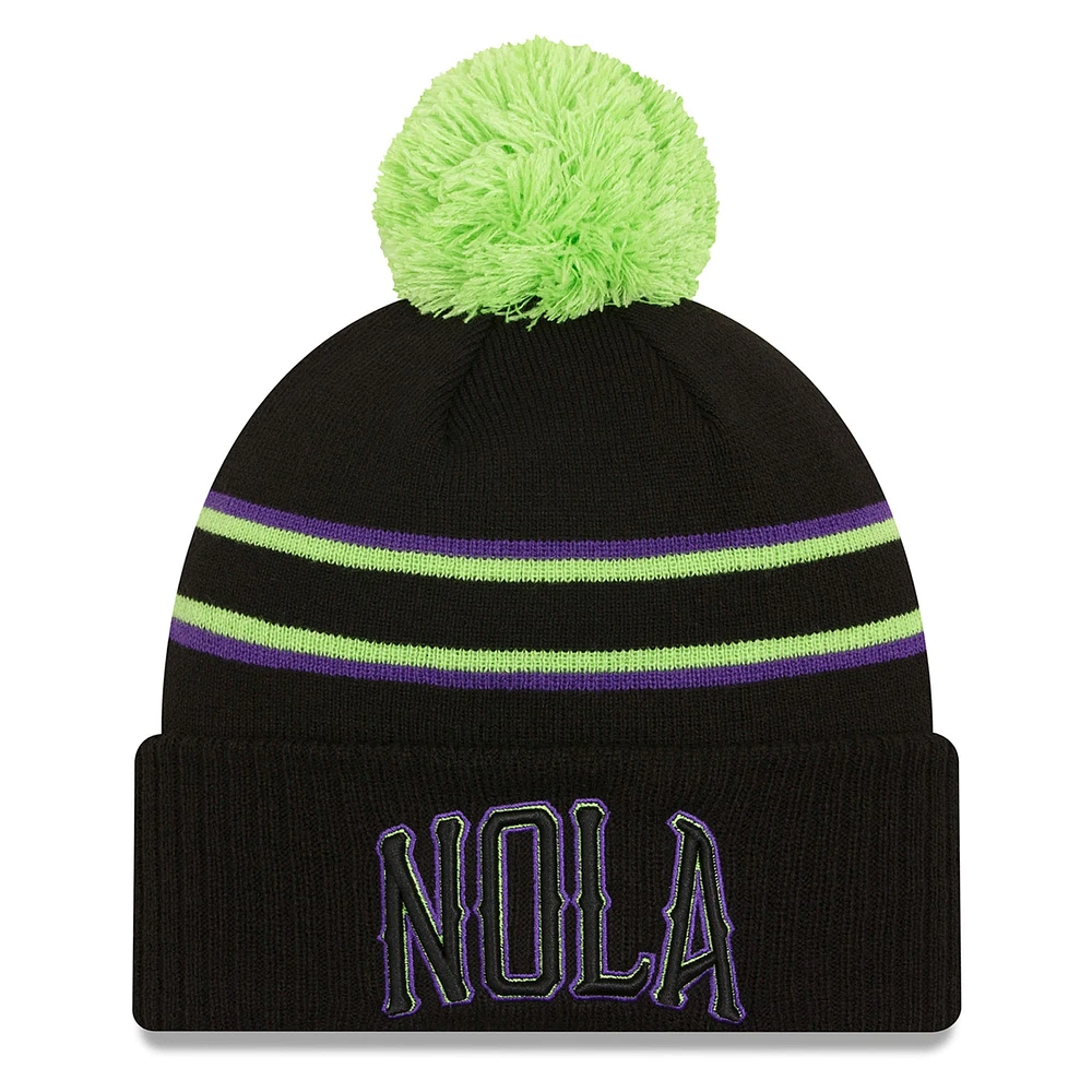 Men's New Era  Black New Orleans Pelicans 2023/24 City Edition Cuffed Pom Knit Hat