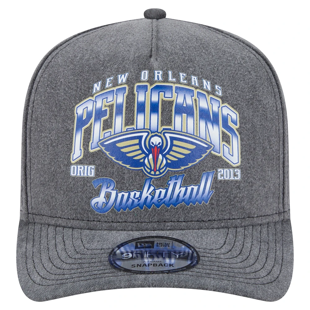 Casquette New Era 9FIFTY pré-courbée à pression pour homme, couleur anthracite, New Orleans Pelicans