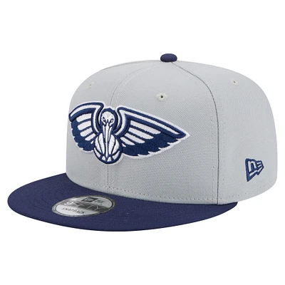 Men's New Era Gray/Navy New Orleans Pelicans Color Pack 2-Tone 9FIFTY Snapback Hat