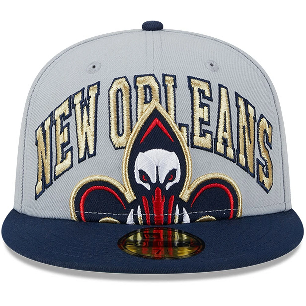 Men's New Era Gray/Navy Orleans Pelicans Tip-Off Two-Tone 59FIFTY Fitted Hat