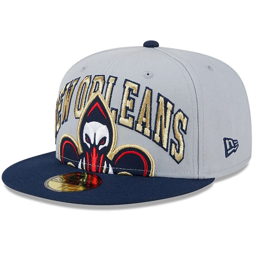 Men's New Era Gray/Navy Orleans Pelicans Tip-Off Two-Tone 59FIFTY Fitted Hat