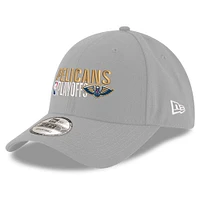 Men's New Era Gray New Orleans Pelicans 2024 NBA Playoffs 9FORTY Adjustable Hat