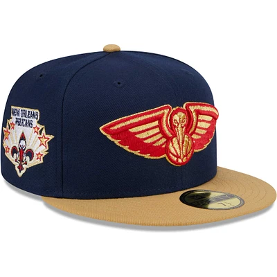 Casquette ajustée 59FIFTY New Era Orleans Pelicans Gameday Gold Pop Stars bleu marine/or pour hommes