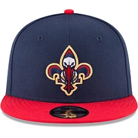 Men's New Era Navy/Red New Orleans Pelicans 2-Tone 9FIFTY Adjustable Snapback Hat