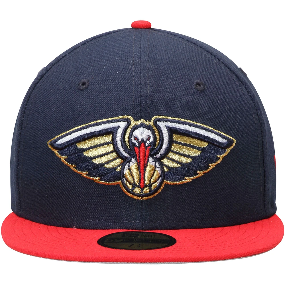 Casquette ajustée New Era bleu marine/rouge Orleans Pelicans 59FIFTY pour homme