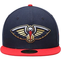 Casquette ajustée New Era bleu marine/rouge Orleans Pelicans 59FIFTY pour homme