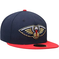Casquette ajustée New Era bleu marine/rouge Orleans Pelicans 59FIFTY pour homme