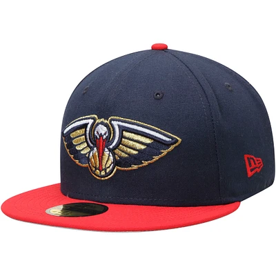 Men's New Era Navy/Red Orleans Pelicans Official Team Color 2Tone 59FIFTY Fitted Hat