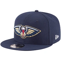 Casquette Snapback 9FIFTY couleur officielle de l'équipe des New Orleans Pelicans New Era pour hommes, bleu marine
