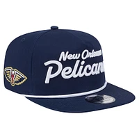 Men's New Era Navy New Orleans Pelicans Team Text Golfer Snapback Hat