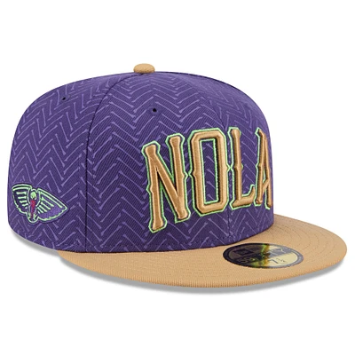 Casquette ajustée New Era 59FIFTY pour homme Orleans Pelicans 2024/25 City Edition violette