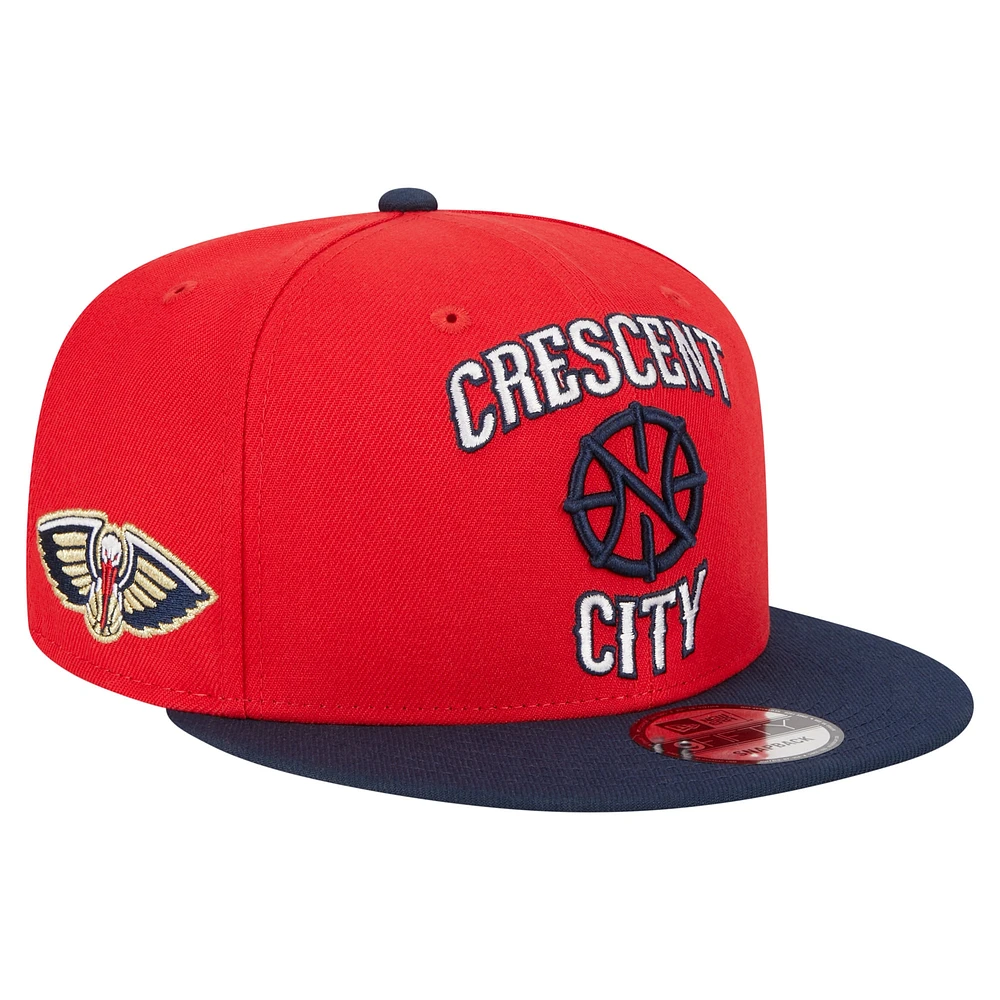 Casquette Snapback Jersey Hook 9FIFTY rouge New Era New Orleans Pelicans Statement Edition pour homme