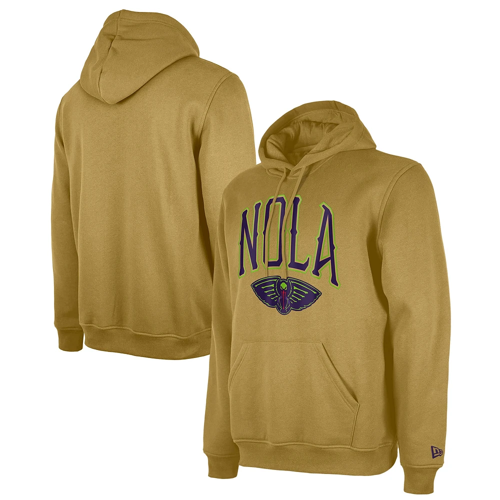 Sweat à capuche New Era Tan Orleans Pelicans City Edition 2024/25 pour homme