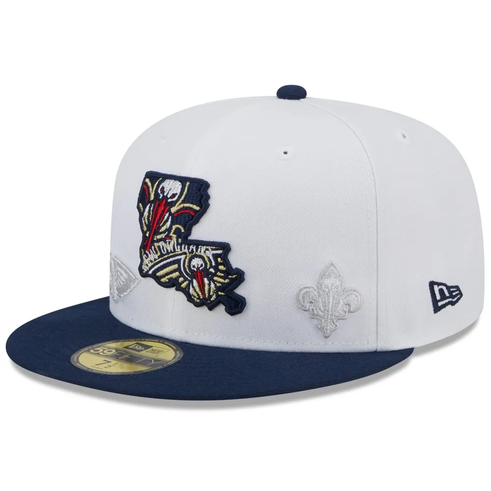 Lids New Orleans Pelicans Era State Pride 59FIFTY Fitted Hat - White/Navy | Town Center