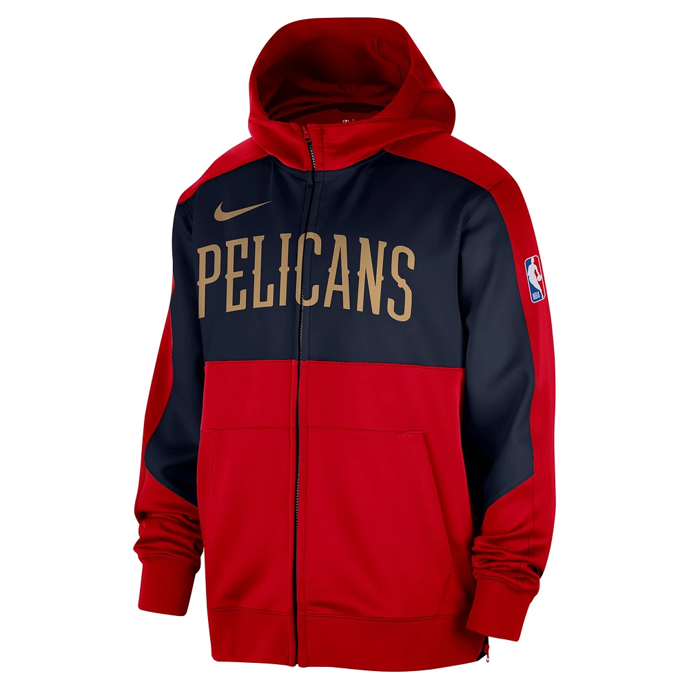 Sweat à capuche entièrement zippé Nike New Orleans Pelicans Authentic On-Court Showtime Performance pour homme