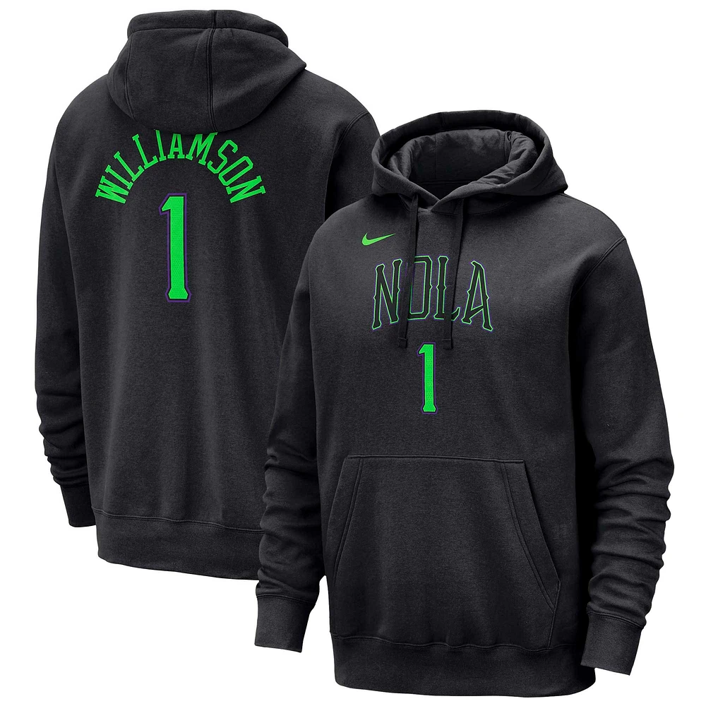 Sweat à capuche avec nom et numéro Nike Zion Williamson pour homme, noir, New Orleans Pelicans 2023/24 City Edition