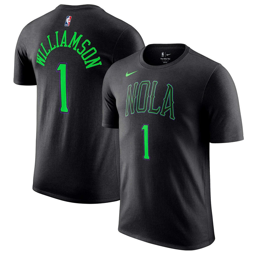 T-shirt avec nom et numéro Nike Zion Williamson pour homme, noir, New Orleans Pelicans 2023/24 City Edition