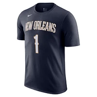 Men's Nike Zion Williamson Navy New Orleans Pelicans Icon 2022/23 Name & Number T-Shirt