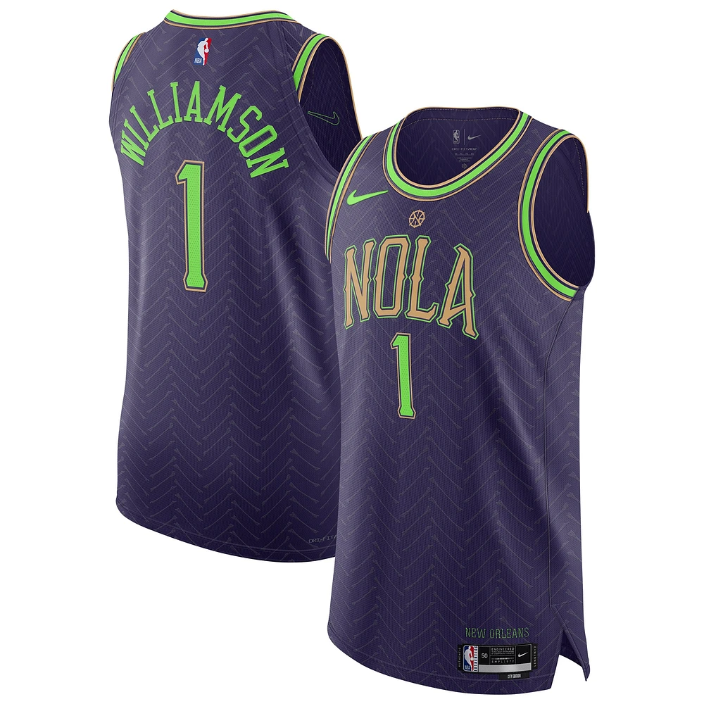 Maillot de joueur authentique Nike Zion Williamson violet New Orleans Pelicans 2024/25 pour homme - Édition City