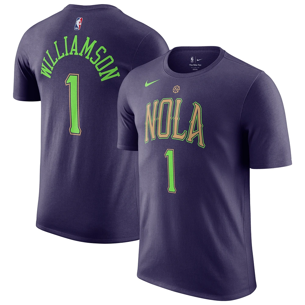 T-shirt Nike Zion Williamson violet New Orleans Pelicans 2024/25 City Edition pour homme avec nom et numéro