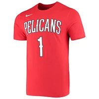 T-shirt Performance Zion Williamson New Orleans Pelicans Nike pour homme avec nom et numéro, rouge