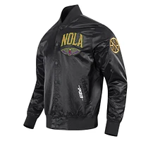 Veste en satin chenille appliqué Pro Standard noire New Orleans Pelicans 2024/25 City Edition pour homme