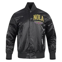 Veste en satin chenille appliqué Pro Standard noire New Orleans Pelicans 2024/25 City Edition pour homme