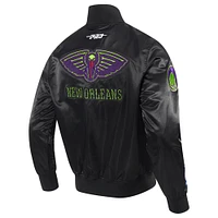 Veste en satin chenille appliqué Pro Standard noire New Orleans Pelicans 2024/25 City Edition pour homme