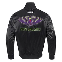 Veste en satin chenille appliqué Pro Standard noire New Orleans Pelicans 2024/25 City Edition pour homme