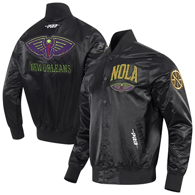 Men's Pro Standard Black New Orleans Pelicans 2024/25 City Edition Chenille Applique Satin Jacket