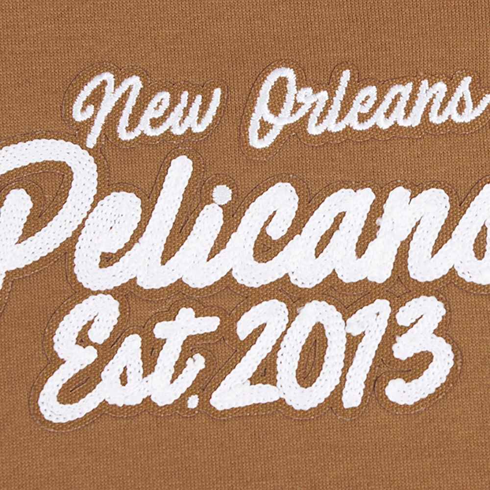 Men's Pro Standard Brown New Orleans Pelicans Paint the City Drop Shoulder Pullover Hoodie