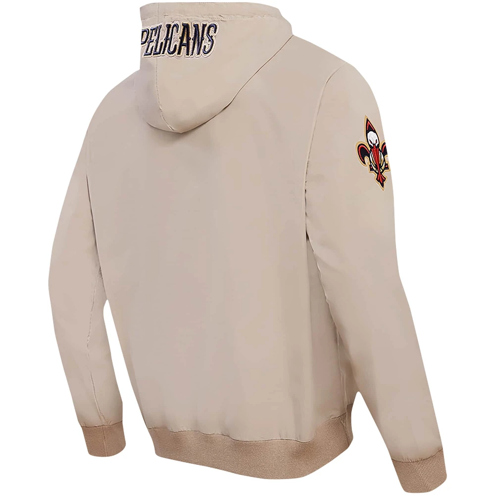 Sweat à capuche hybride entièrement zippé Pro Standard kaki pour hommes des New Orleans Pelicans