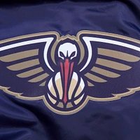 Men's Pro Standard Navy New Orleans Pelicans Script Tail Full-Snap Satin Varsity Jacket