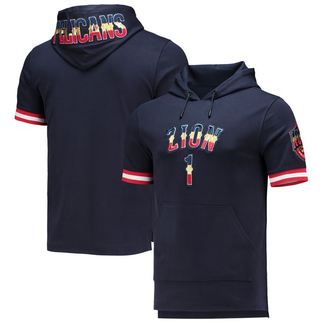 Pro Standard Zion Williamson Navy New Orleans Pelicans Nom et numéro Pull à capuche manches courtes pour hommes