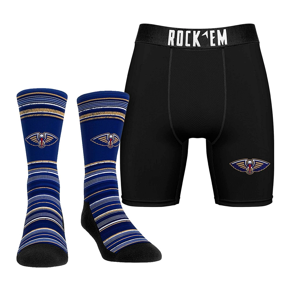 Pack combiné de chaussettes et caleçons boxeurs Rock Em Socks New Orleans Pelicans pour hommes